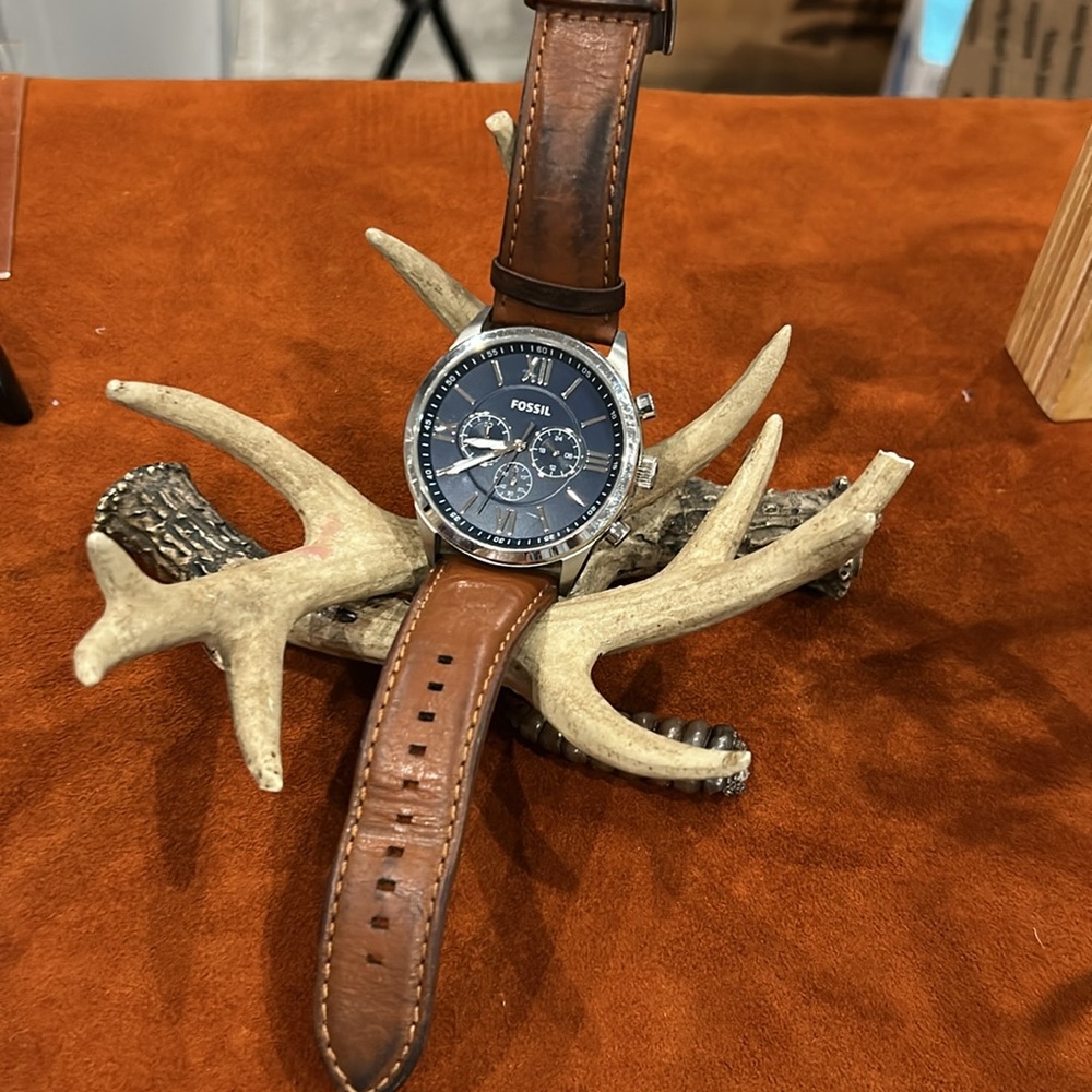 Fossil Navy Dial with Tan‎ Leather Strap Watch